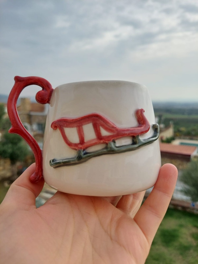 Yeni Yıl Kızağı Figürlü Büyük Boy Kupa- 400 ml