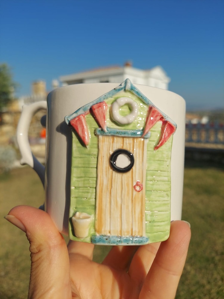 Sahil Kulübesi Desenli Kupa- 300 ml