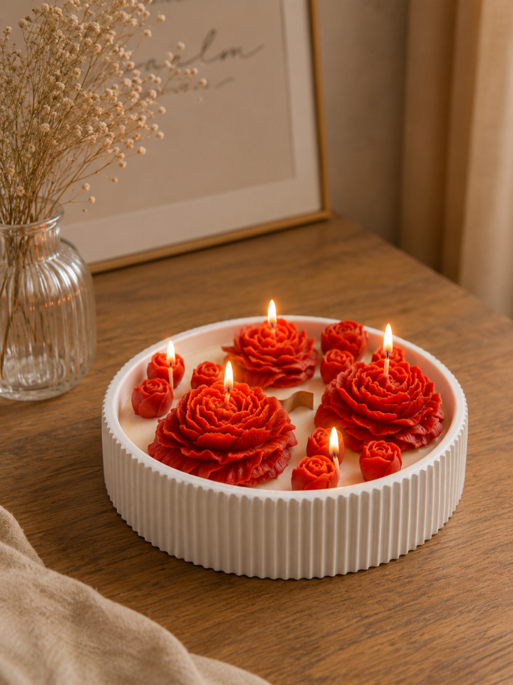 Ruby Garden Büyük Gül Mum