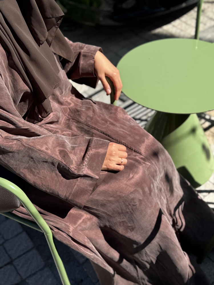 Esinti Kahve Rengi Kupra Abaya
