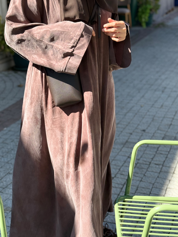 Esinti Kahve Rengi Kupra Abaya