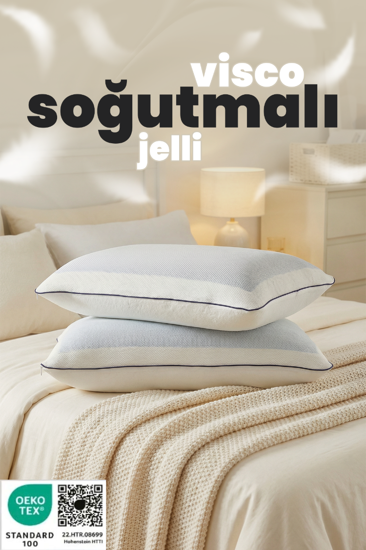  Terletmeyen Ortopedik Yastık Serinleten Visco Yastık Jelli Yastık 60x40cm 