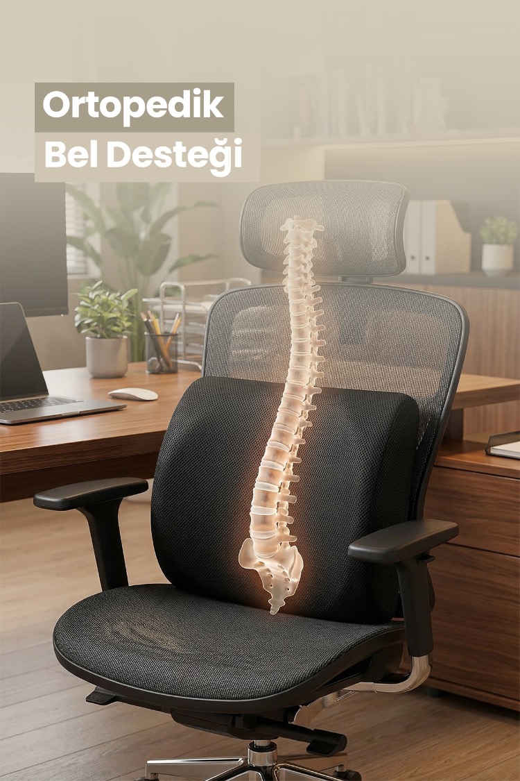 Ortopedik Terletmez Bel Destek Yastığı – Nefes Alan Ev, Ofis, Araç Yastığı 