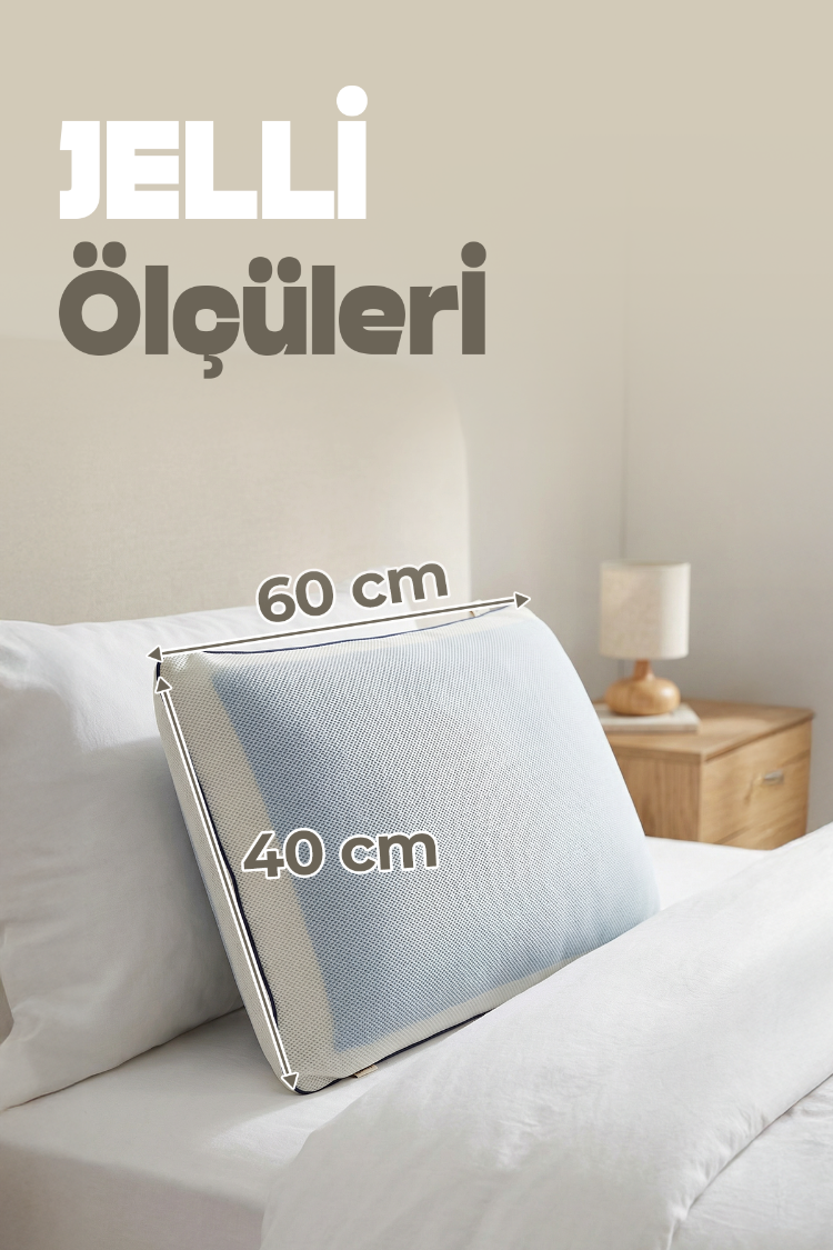  Terletmeyen Ortopedik Yastık Serinleten Visco Yastık Jelli Yastık 60x40cm 