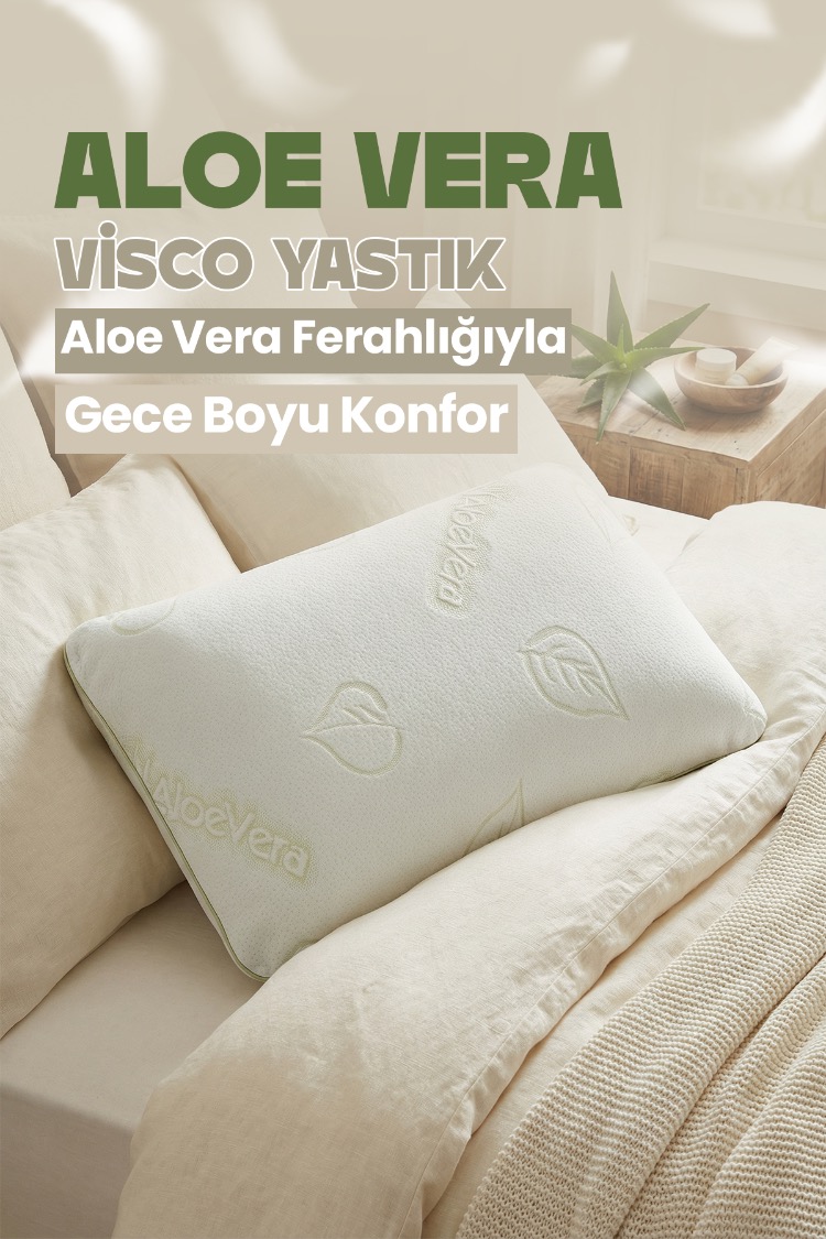 Aloe Vera Kılıflı Visco Ortopedik Yastık – Boyun Destekli , Anti Alerjik Uyku Yastığı