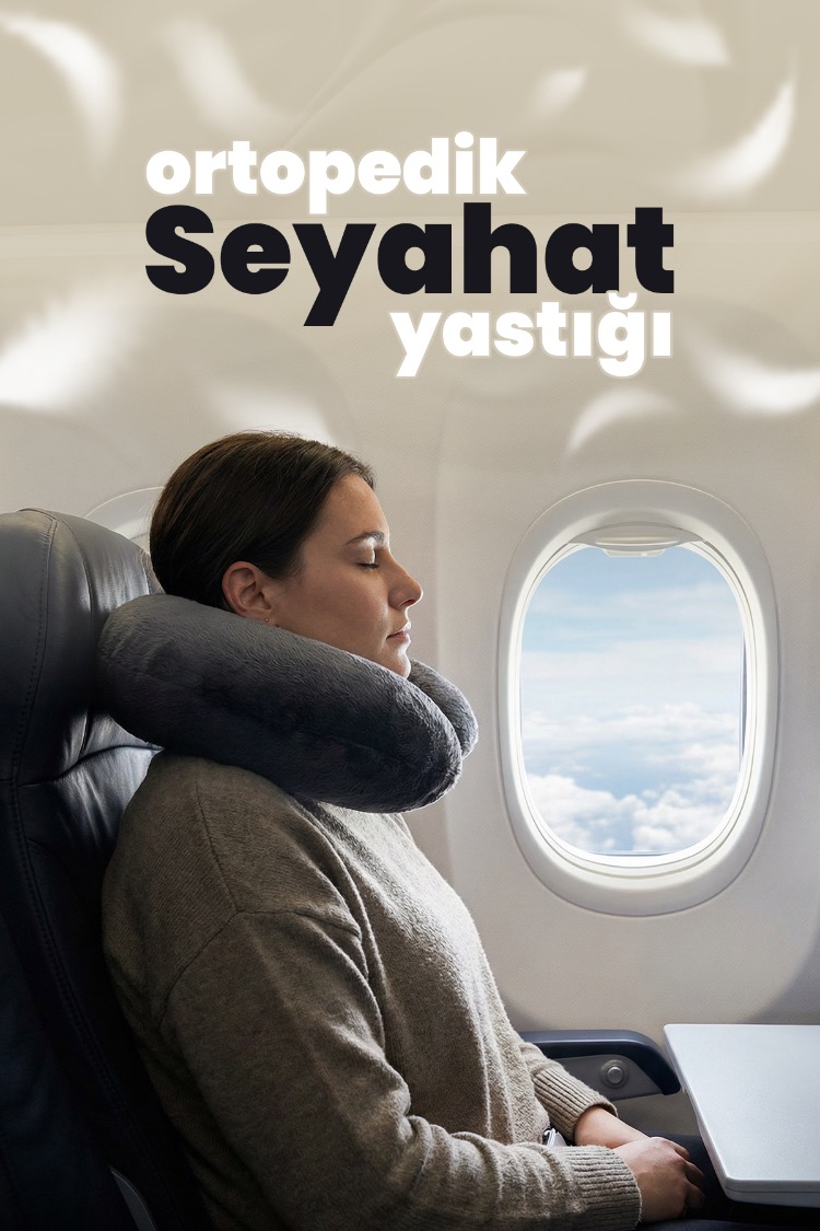 Premium Peluş Kumaş Visco Ortopedik Seyahat Boyun Yastığı – , Yumuşak 