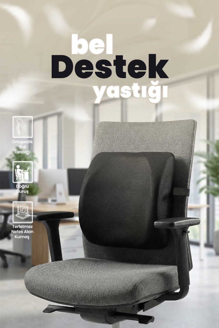 Ortopedik Terletmez Bel Destek Yastığı – Nefes Alan Ev, Ofis, Araç Yastığı 