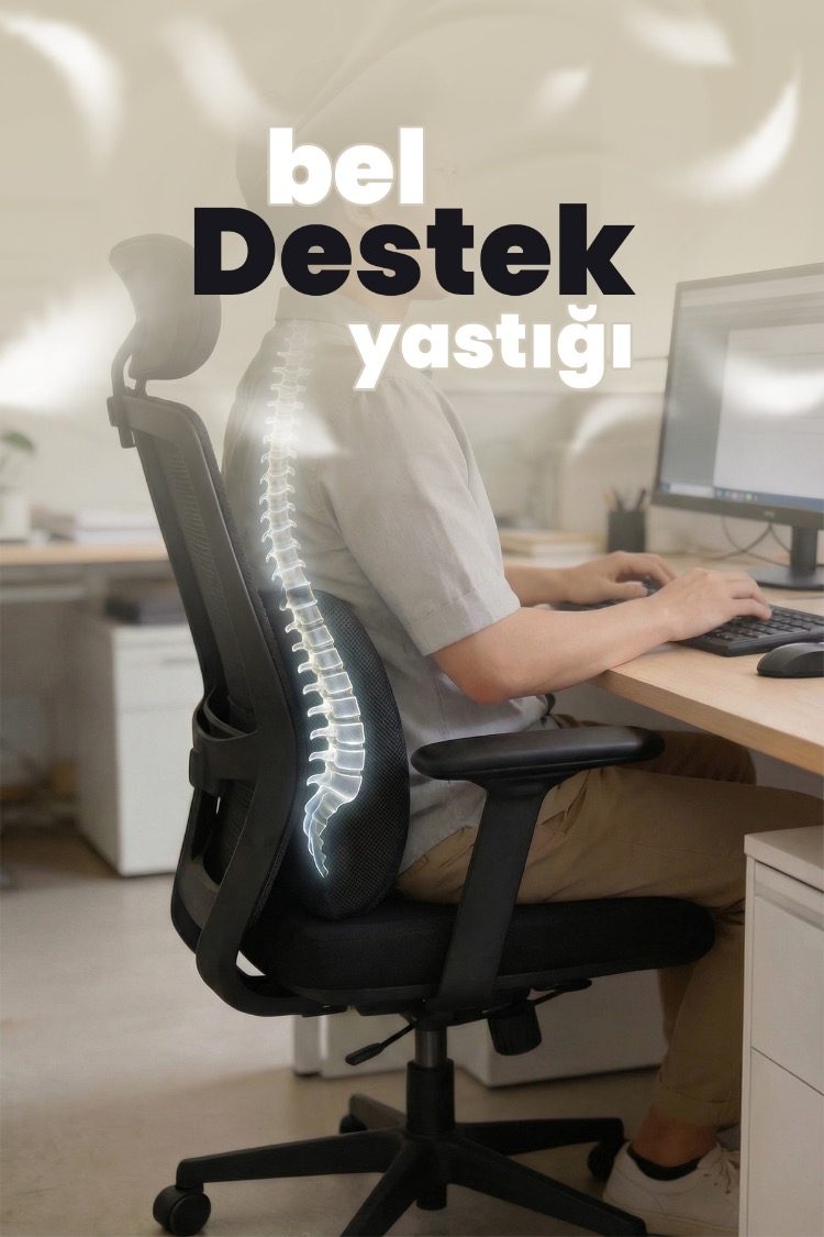 Ortopedik Terletmez Bel Destek Yastığı – Nefes Alan Ev, Ofis, Araç Yastığı 