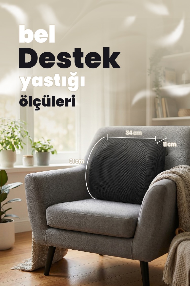Ortopedik Terletmez Bel Destek Yastığı – Nefes Alan Ev, Ofis, Araç Yastığı 