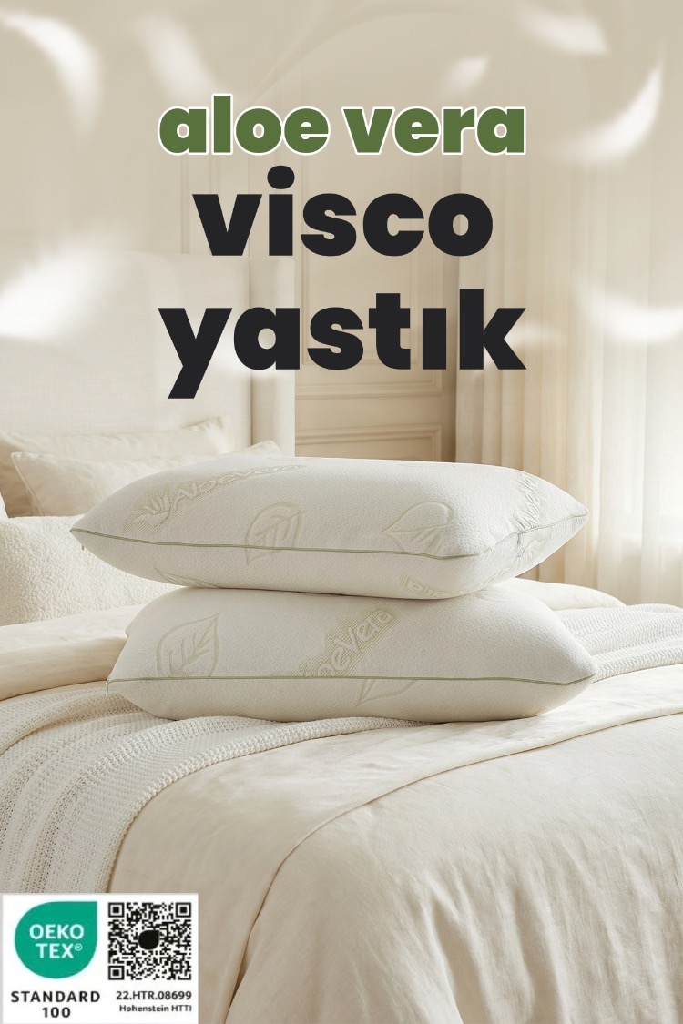 Aloe Vera Kılıflı Visco Ortopedik Yastık – Boyun Destekli , Anti Alerjik Uyku Yastığı