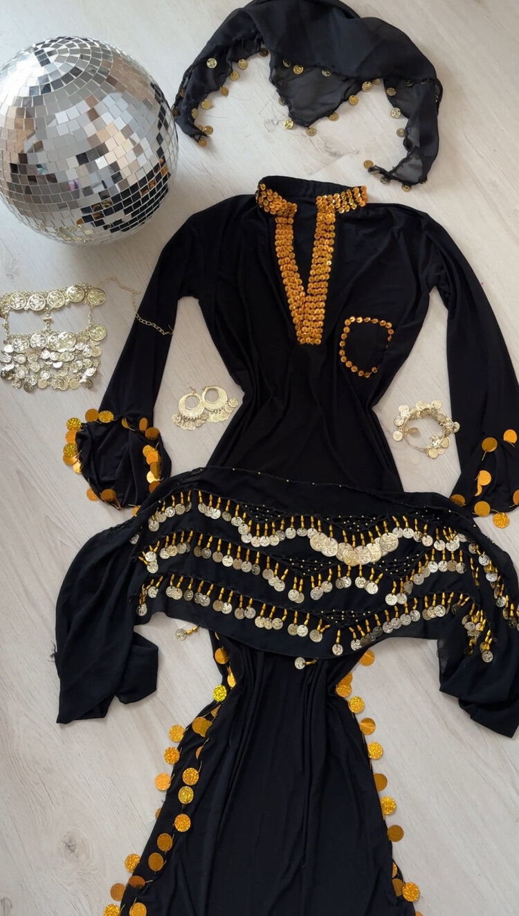 Dina uzun siyah Tam Set