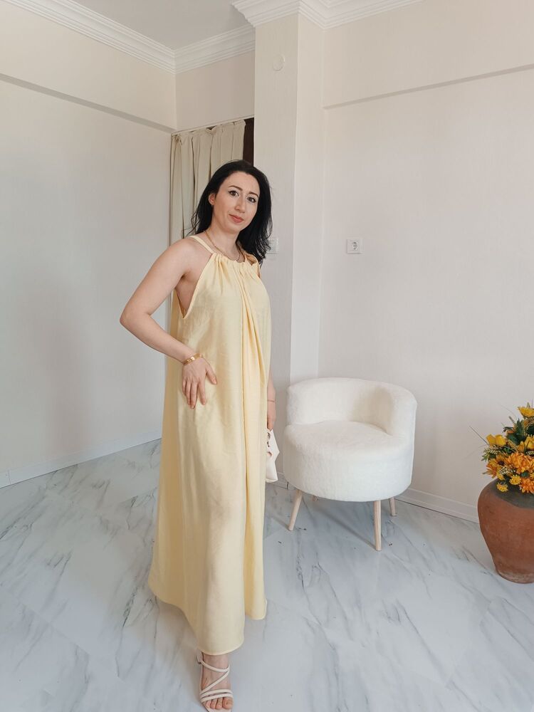 uzun Yazlık elbise sarı