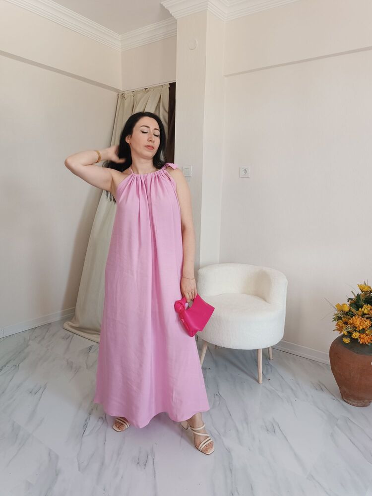 Uzun Yazlık elbise pembe