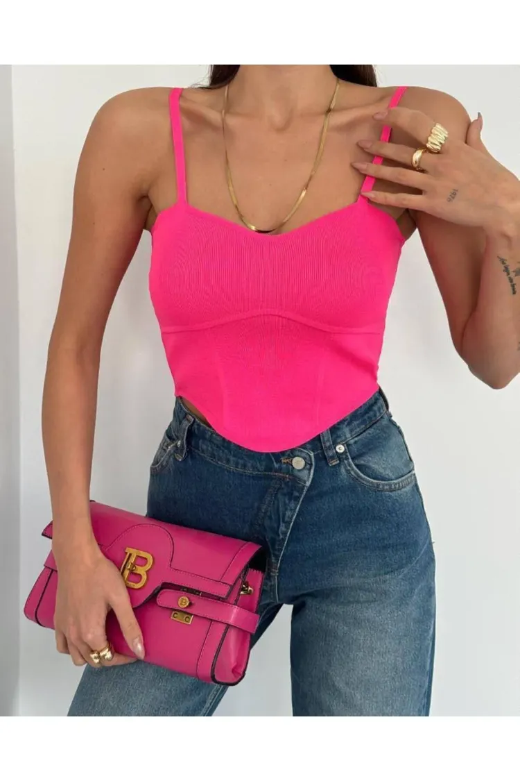 korse formlu ribana atlet pembe