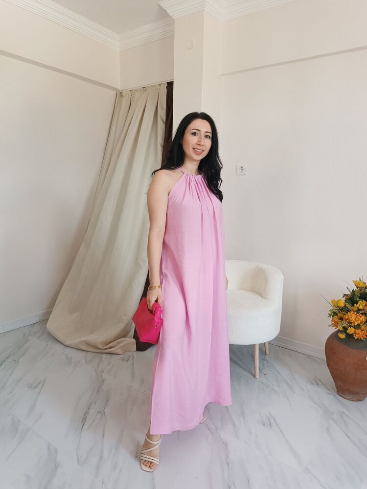 Uzun Yazlık elbise pembe