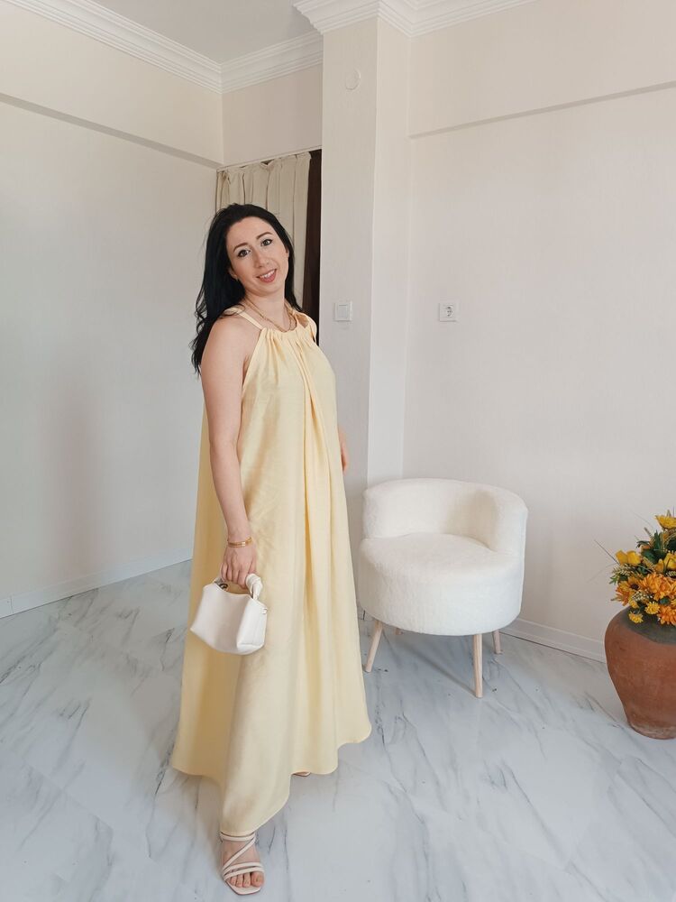 uzun Yazlık elbise sarı