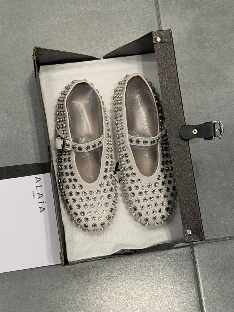ALAÏA STRASS LAMBSKIN BALLET FLATS (Premium)