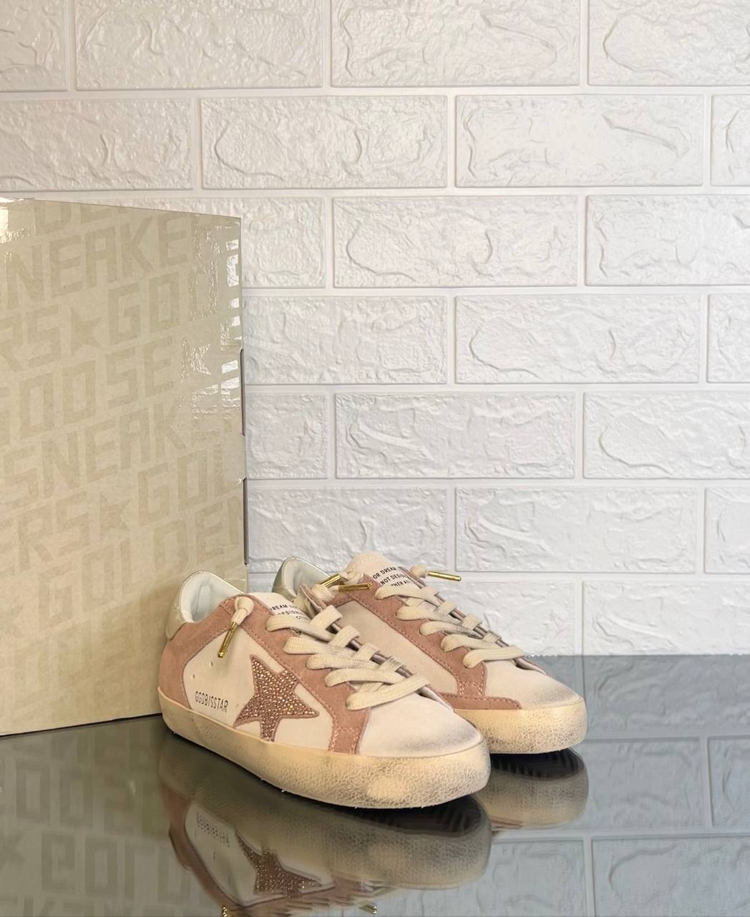 Golden Goose Kadın Super Star Krem Pembe Sneaker (İthal)