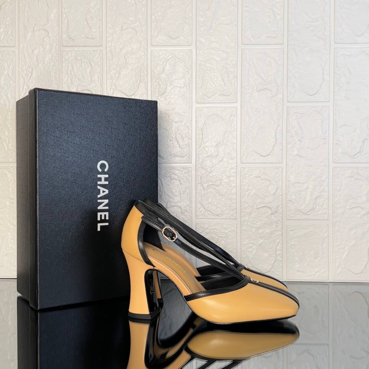 Chanel Lambskin & Patent Calfskin Camel Topuklu (İthal)
