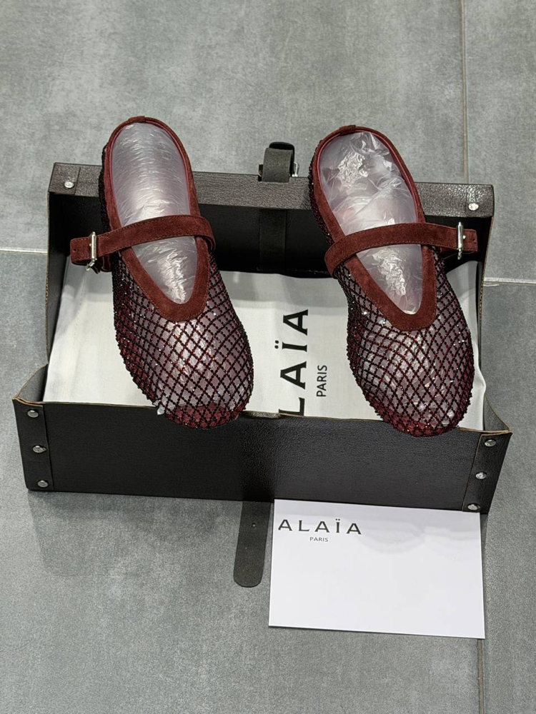 ALAÏA BALLET FLATS IN STRASS FISHNET (Premium)