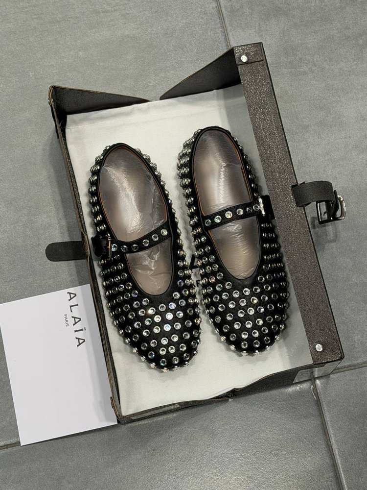 ALAÏA STRASS LAMBSKIN BALLET FLATS (Premium)