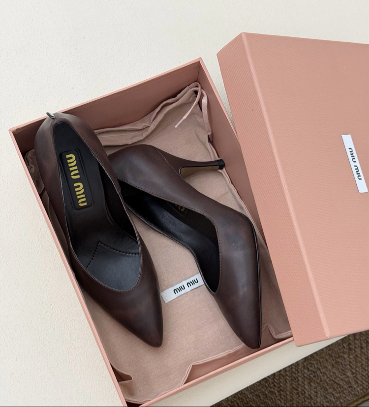 Miu Miu Waxed Calfskin Pointy Toe Pump (Premium)