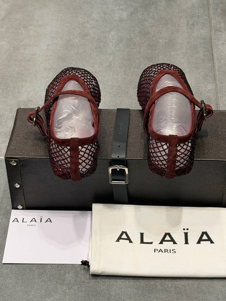 ALAÏA BALLET FLATS IN STRASS FISHNET (Premium)