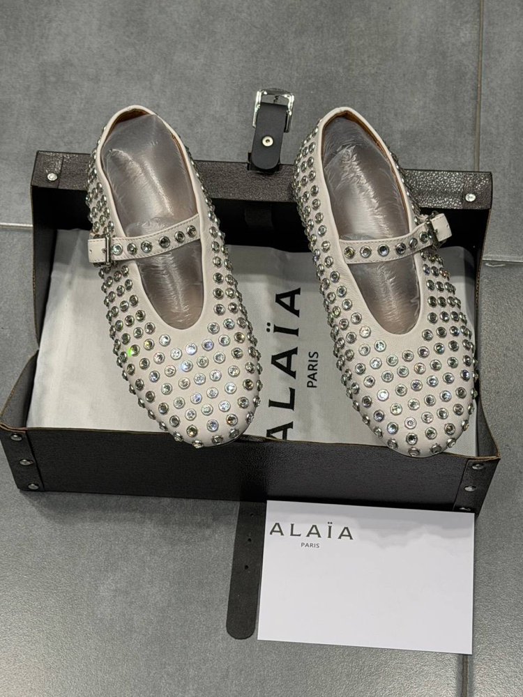 ALAÏA STRASS LAMBSKIN BALLET FLATS (Premium)