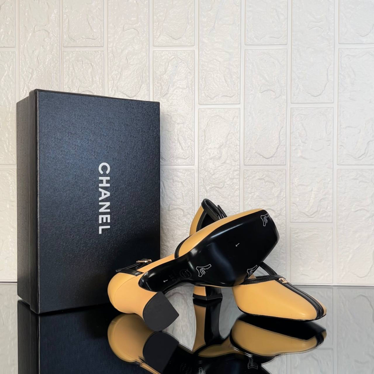 Chanel Lambskin & Patent Calfskin Camel Topuklu (İthal)