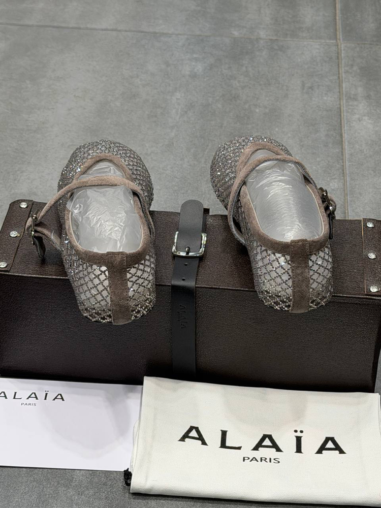 ALAÏA BALLET FLATS IN STRASS FISHNET (Premium)