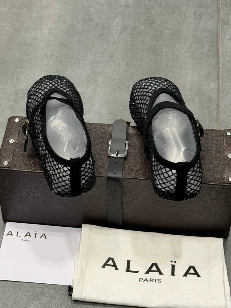 ALAÏA BALLET FLATS IN STRASS FISHNET (Premium)