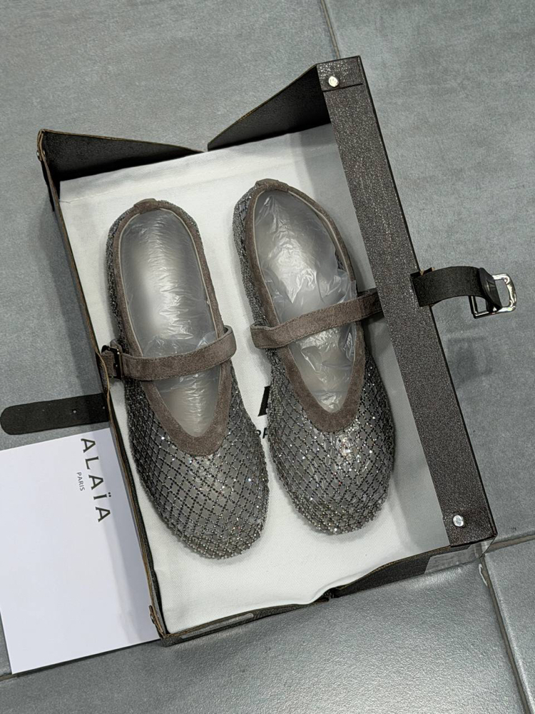 ALAÏA BALLET FLATS IN STRASS FISHNET (Premium)