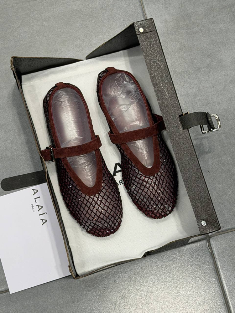 ALAÏA BALLET FLATS IN STRASS FISHNET (Premium)