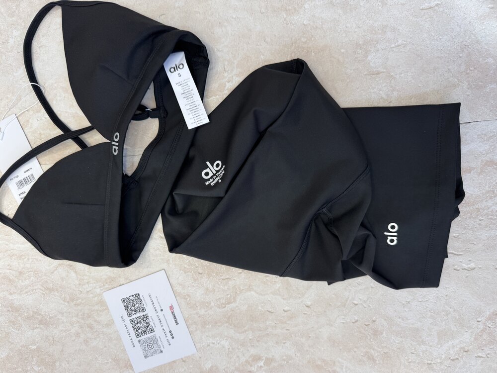 Alo Yoga Bra Şort Tayt Set Siyah