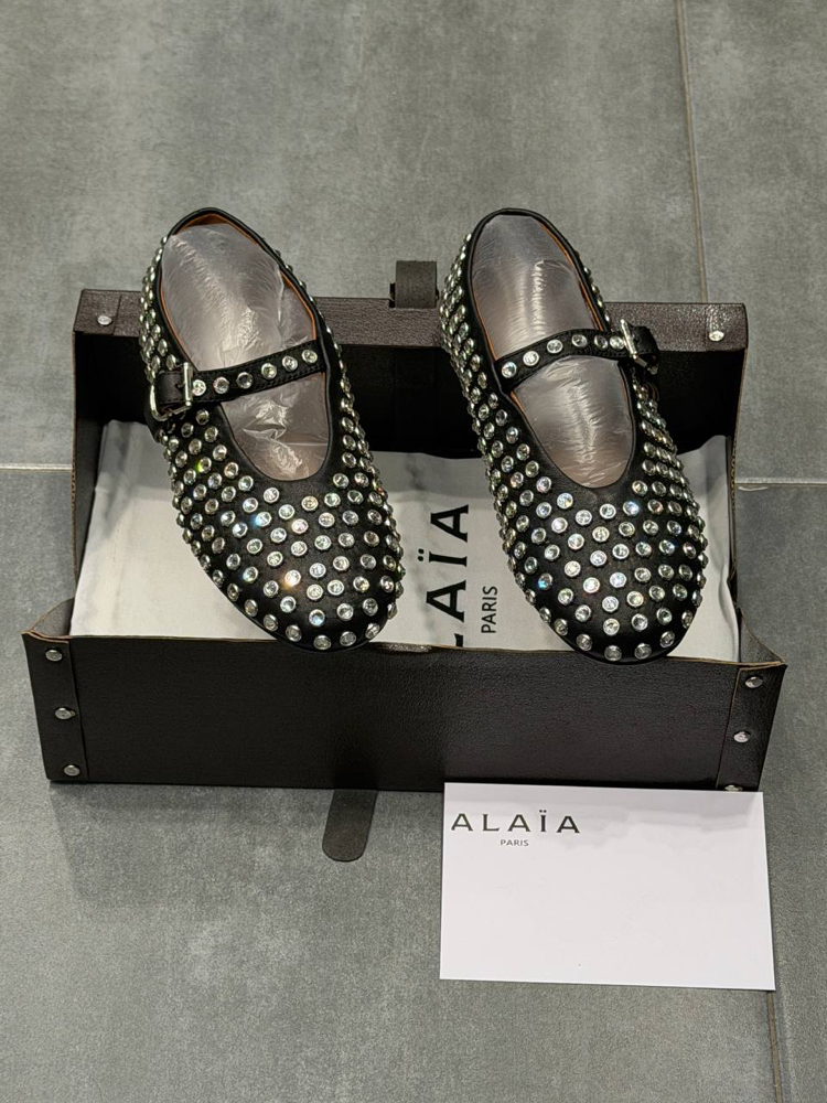 ALAÏA STRASS LAMBSKIN BALLET FLATS (Premium)