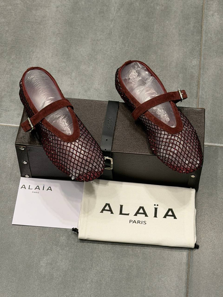 ALAÏA BALLET FLATS IN STRASS FISHNET (Premium)
