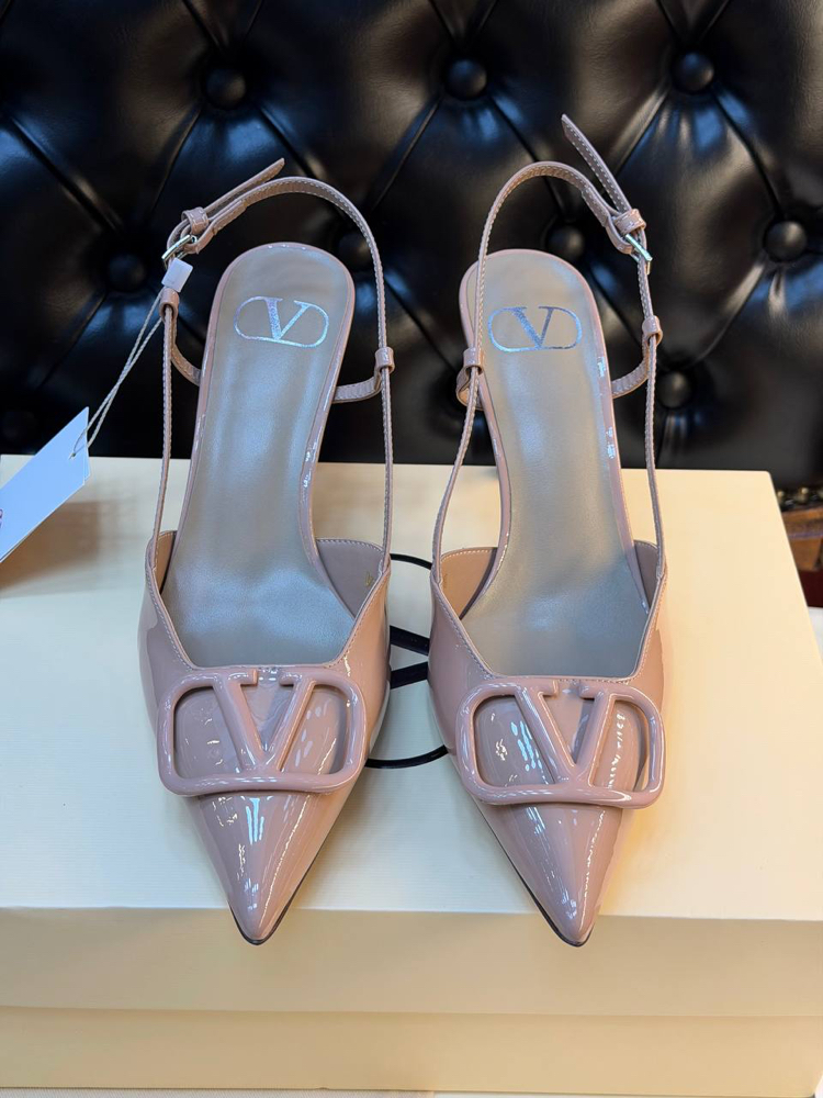 Valentino VLogo Signature slingback pumps Rugan Pembe (Premium)