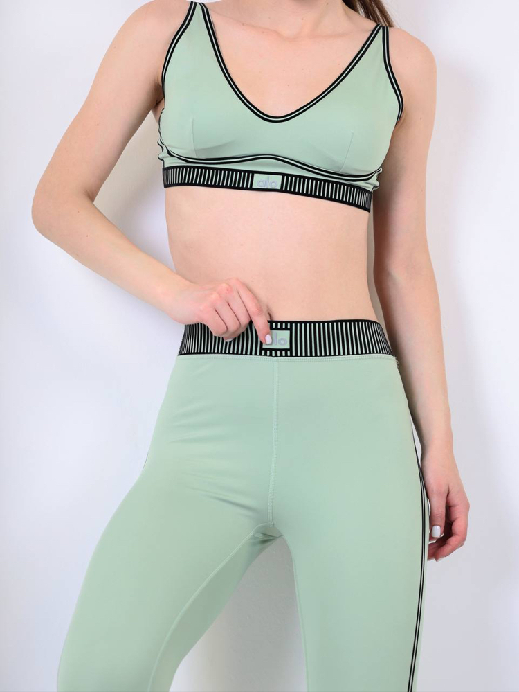 Alo Yoga Takım Yeşil Bra Tayt Set (Premium)