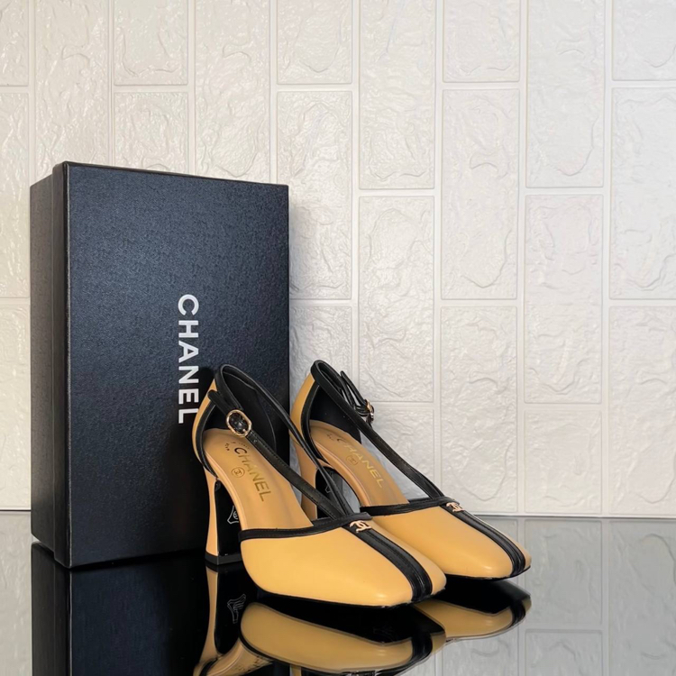 Chanel Lambskin & Patent Calfskin Camel Topuklu (İthal)