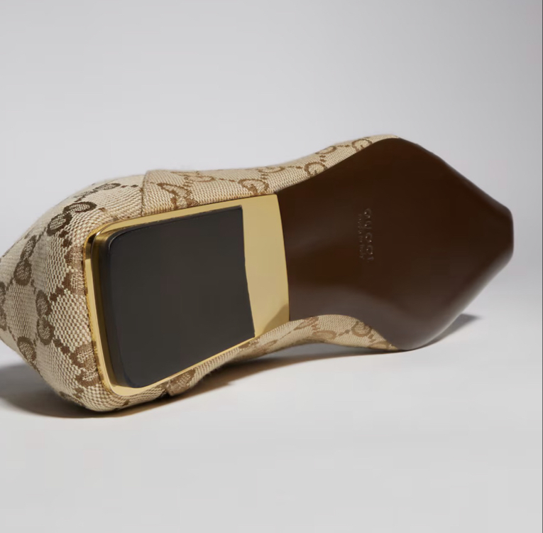 Gucci Vittoria Canvas Ballerina Bej Babet (Premium)