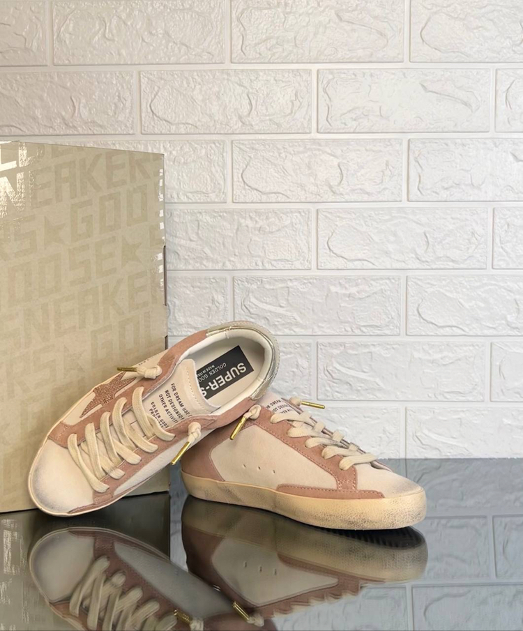 Golden Goose Kadın Super Star Krem Pembe Sneaker (İthal)