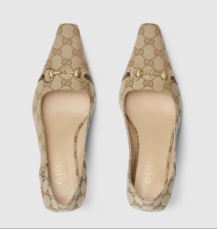 Gucci Vittoria Pump Canvas Topuklu Ayakkabı (Premium)