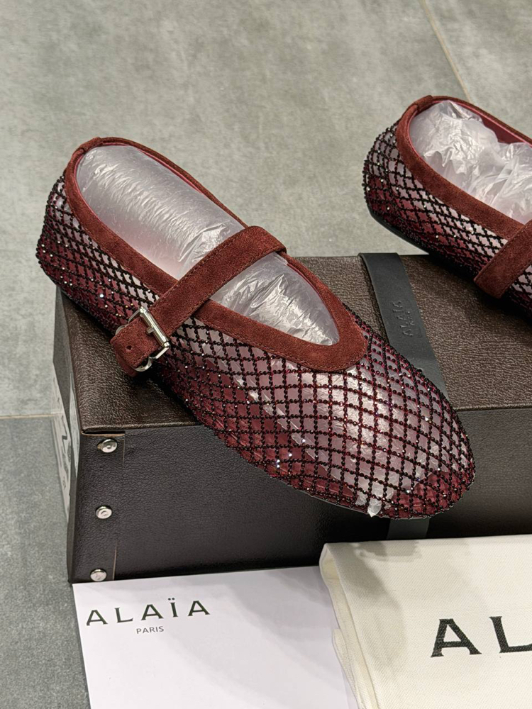 ALAÏA BALLET FLATS IN STRASS FISHNET (Premium)