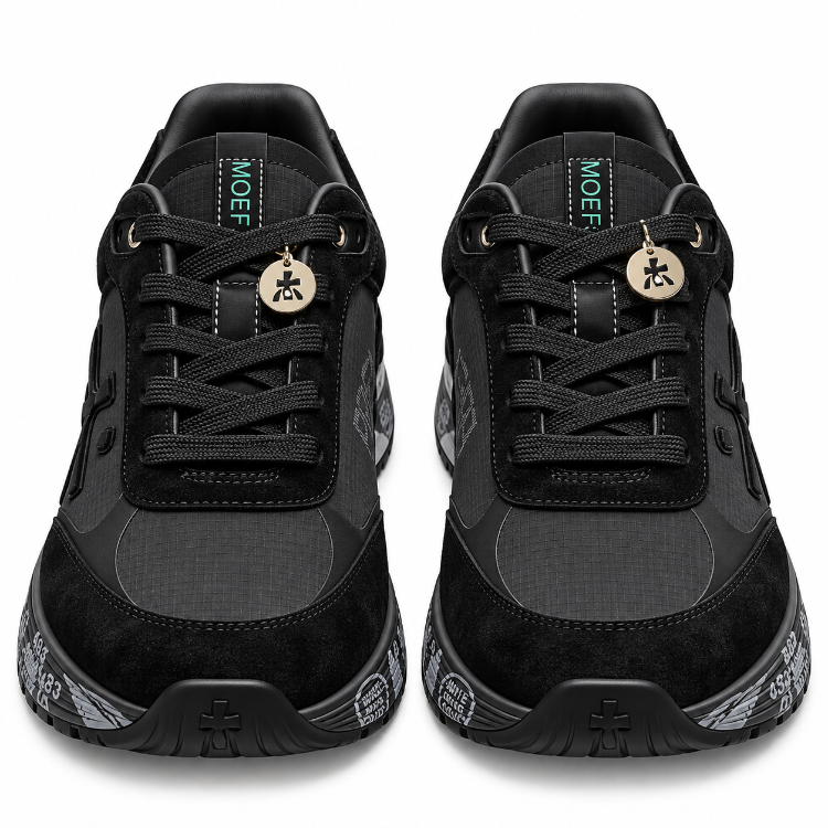Premiata 483 | Erkek Sneaker Spor Ayakkabı Siyah Süet Görünümlü Kalın Taban