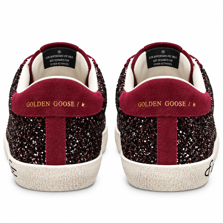 Golden Goose Superstar | Bordo Simli Kadın Sneaker Spor Ayakkabı