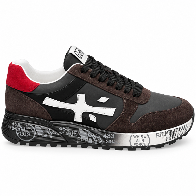Premiata Mick | Erkek Sneaker – Siyah / Kahverengi / Kırmızı