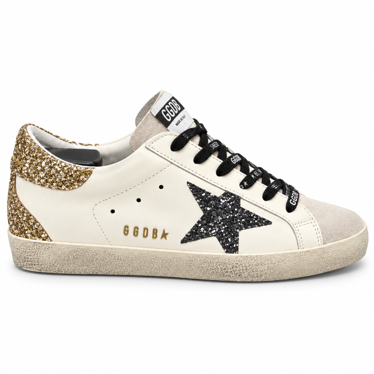 Golden Goose Super-Star Glitter | Kadın Sneaker – Beyaz / Siyah / Gold
