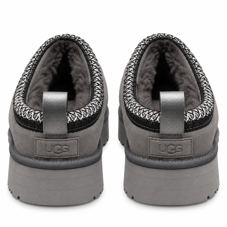 UGG Tazz Platform | Gri Kürklü Kadın Terlik Kalın Taban