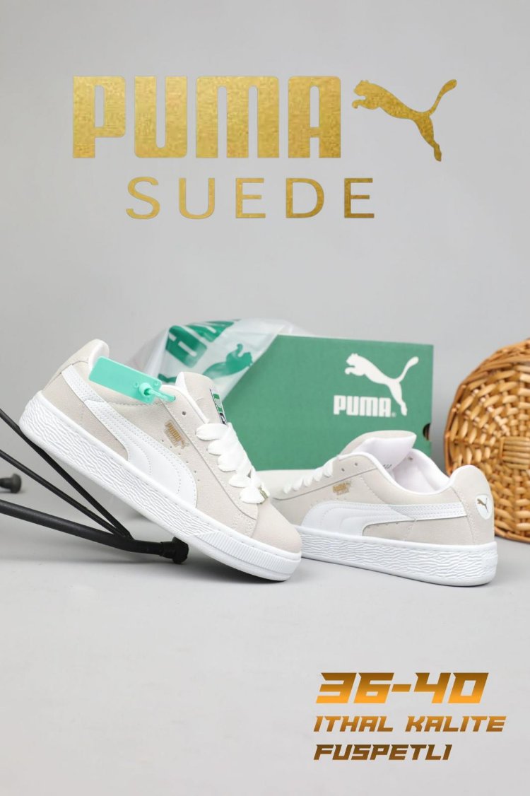  Puma Krem – Beyaz Süet Spor Ayakkabı 36-40