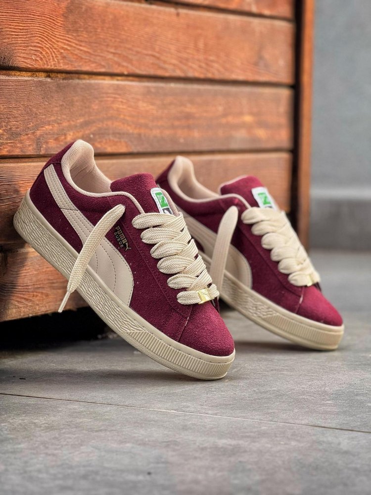  Puma Bordo-Bej Süet Spor Ayakkabı 36-40